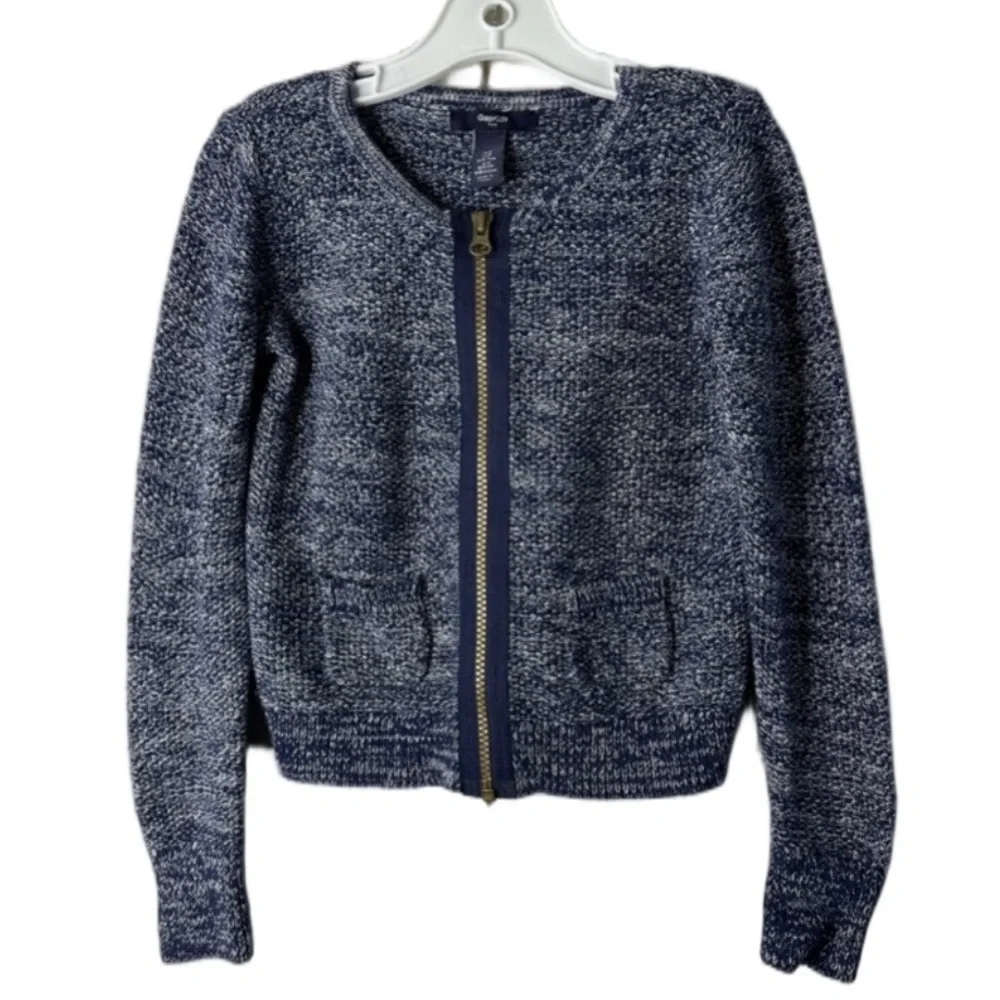 Gap Kids. Blue & White Knit Zip-Up Sweater. Size Small. Great Condition